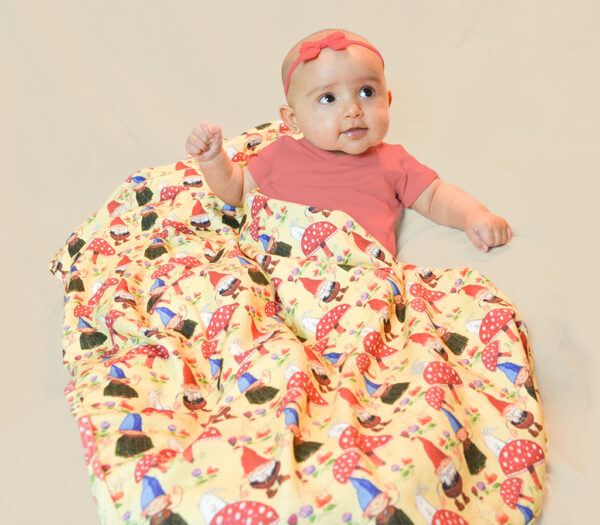 Unique baby shower gift, gnome party blanket
