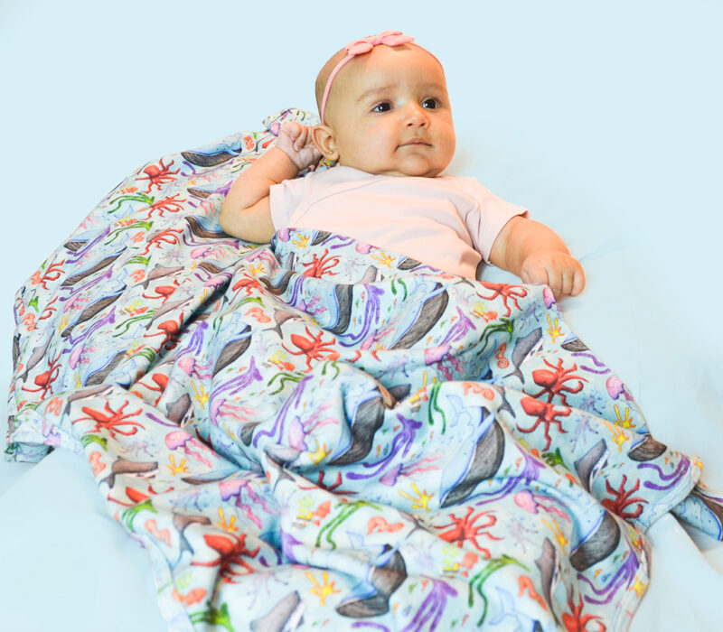 Cotton Kids Blankets, ocean bubbles blanket