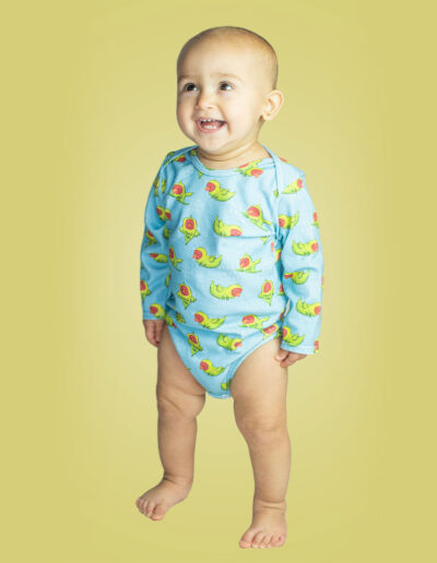 parrots, cotton bodysuit, baby clothing, cotton onesie, twibbles up & down