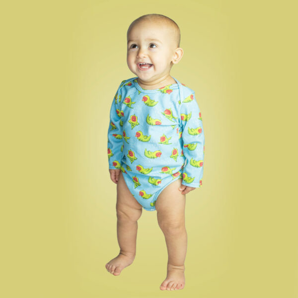 parrots, cotton bodysuit, baby clothing, cotton onesie, twibbles up & down
