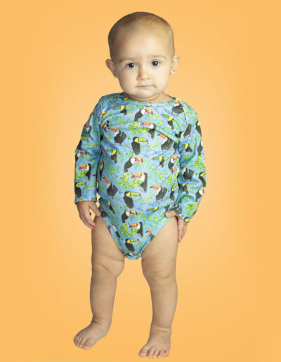 patterned onesie, Toucans, cotton bodysuit, baby clothing, cotton onesie, twibbles up & down