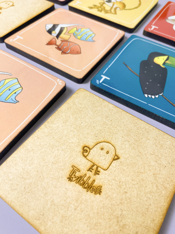 Memory matching game pieces- closeup