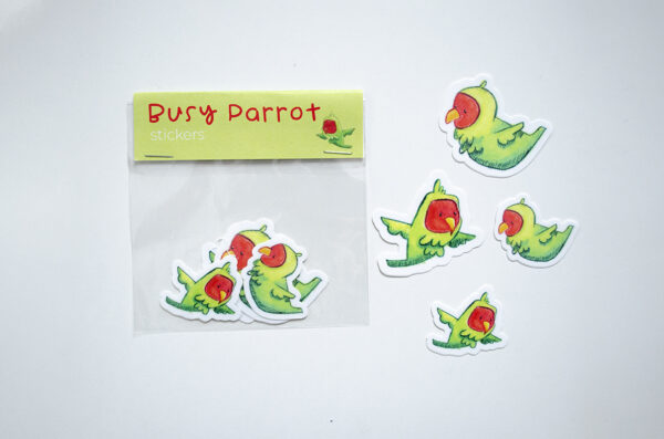 busy parrot stickers