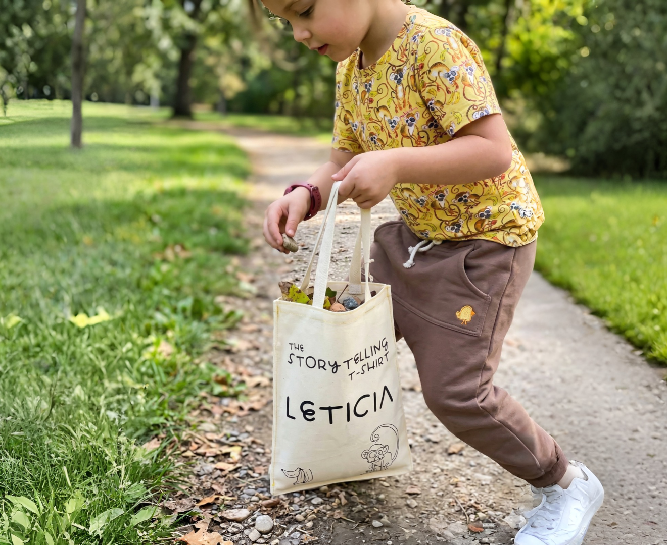 Child wearing Jungle Journey Storytelling Tee soft cotton kids t-shirt by Twibbles