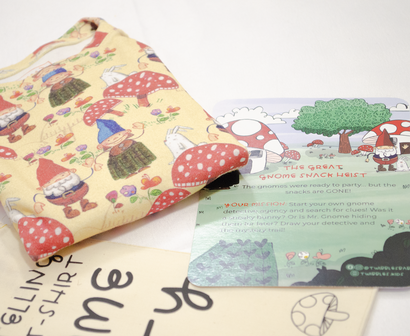 Gnome Party illustrated toddler t-shirt soft cotton creative playwear Twibbles